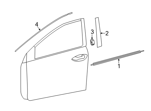 2014 Toyota Corolla Exterior Trim - Front Door Belt Molding Diagram for 75710-02310