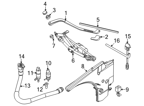 2009 BMW 328i xDrive Wiper & Washer Components Cleaning System Hose Diagram for 61667135410
