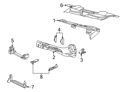 2003 Ford Thunderbird Radiator Support Reinforcement Diagram for 1W6Z-8A284-AA