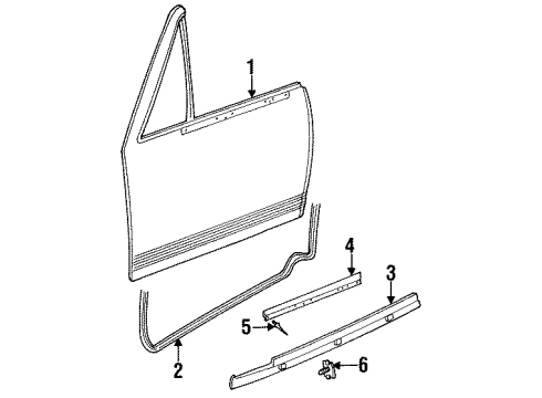 1990 Dodge Dakota Door & Components, Exterior Trim Seal-Front Door Opening Left Diagram for 55256093