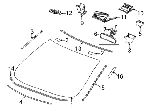 2022 Honda Civic Glass, Reveal Moldings Clip, FR. Windshield (Upper) Diagram for 91568-TA0-A00