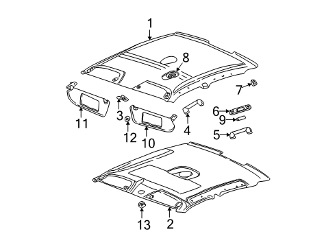 2000 Saturn LS Interior Trim - Roof Lamp Asm, Dome *Light Oak Diagram for 22688909