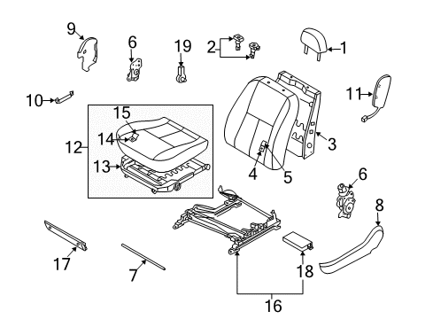 2003 Infiniti G35 Power Seats ADJUSTER Assembly Front Seat, L Diagram for 87450-AM30A