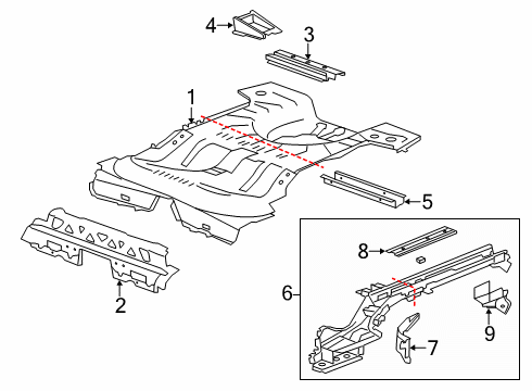 2014 Cadillac XTS Rear Floor & Rails Rear Floor Pan Diagram for 23103443