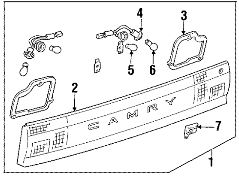1992 Toyota Camry Backup Lamps Socket & Wire, Back-Up Lamp Diagram for 81675-33010
