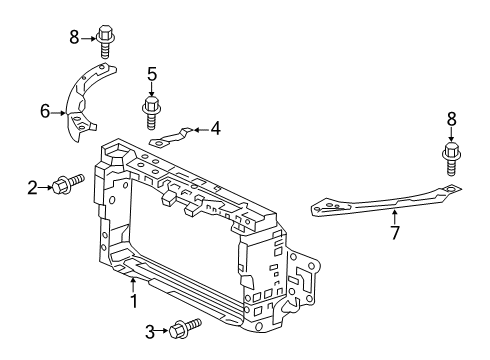 2018 Honda Clarity Radiator Support Frame Right, Front Diagram for 71403-TRT-A00