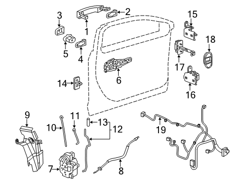 2010 Saab 9-5 Front Door - Lock & Hardware Lower Hinge Diagram for 13228959