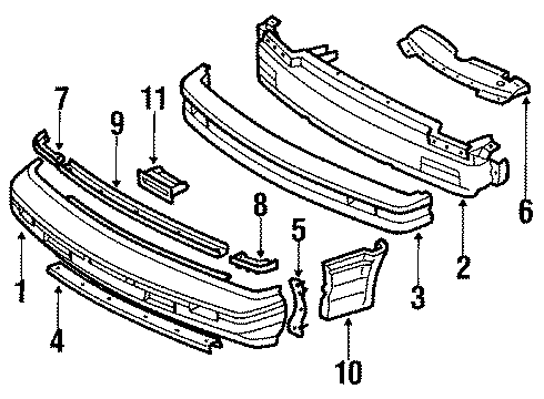 1990 Nissan Pulsar NX Front Bumper Clip Diagram for 01553-03201