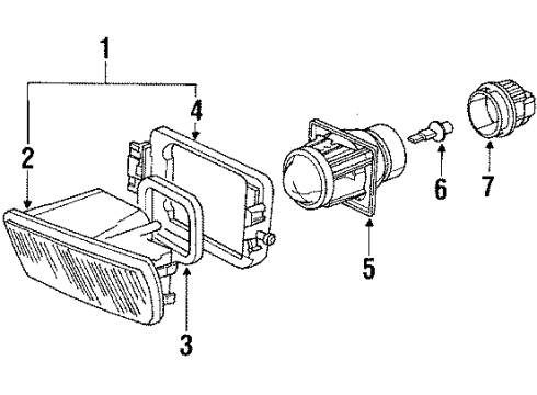 1990 BMW 525i Fog Lamps Lamp Lens Right Diagram for 63171384234