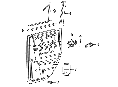 2020 Ram 2500 Rear Door Handle-Door Interior Diagram for 68445078AA