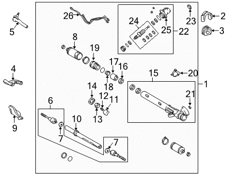 1998 Lexus LX470 Steering Column & Wheel, Steering Gear & Linkage Rack Diagram for 44204-60020