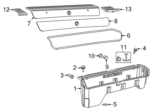 2015 Ram 2500 Stowage Compartment Bolt-HEXAGON Head Diagram for 68054182AB