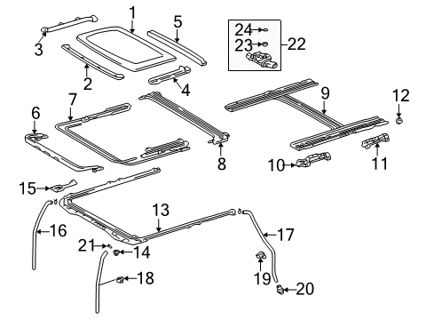 2001 Lexus IS300 Sunroof Cable, Sliding Roof Drive, LH Diagram for 63224-22050