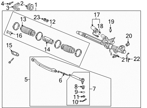 2005 Honda Insight Steering Column & Wheel, Steering Gear & Linkage Rack, Power Steering Diagram for 53601-S3Y-A04