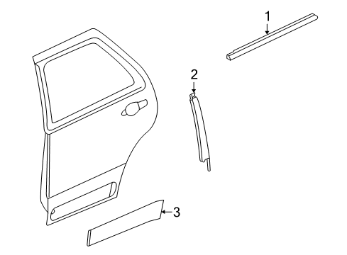 2005 Cadillac SRX Exterior Trim - Rear Door Applique Diagram for 25768299