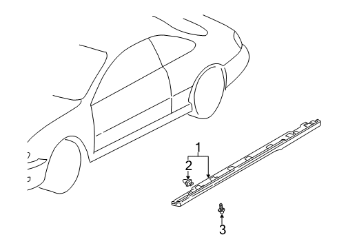 2001 Acura CL Exterior Trim - Pillars, Rocker & Floor Garnish Assembly, Driver Side Sill (Nighthawk Black Pearl) Diagram for 71850-S3M-A00ZA