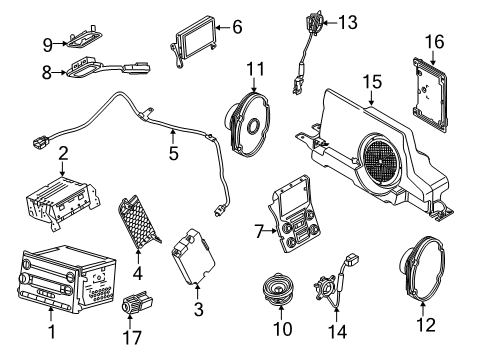 2015 Ford F-250 Super Duty Sound System Rear Door Speaker Diagram for 8C3Z-18808-A