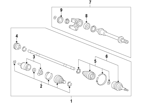 2013 Honda CR-Z Front Axle Shafts & Joints, Drive Axles Boot Set, Outboard Diagram for 44018-TK6-A52