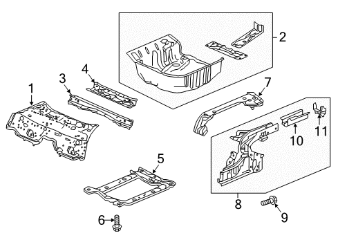 2017 Honda Fit Rear Body - Floor & Rails Floor, Middle Diagram for 65530-T5A-A00ZZ