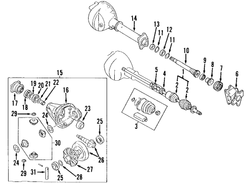 2003 Isuzu Axiom Front Axle Shafts & Joints, Differential, Propeller Shaft Boot Kit, Front Drive Shaf T (Inner) Diagram for 8-97218-528-0