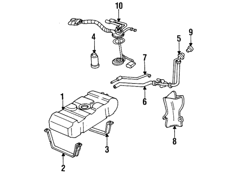 1994 Pontiac Trans Sport Fuel System Components Strap-Fuel Tank Diagram for 10093230