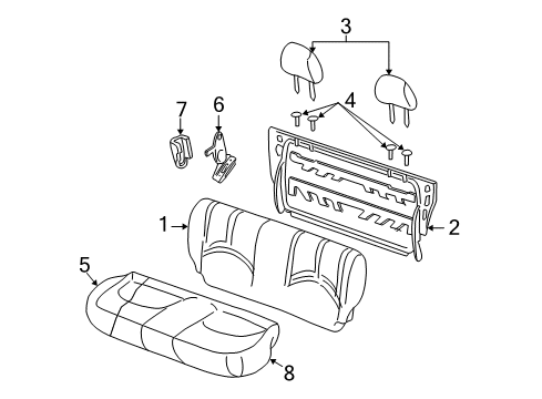 2003 Ford Escape Rear Seat Components Seat Cushion Pad Diagram for 2L8Z-7863840-CA