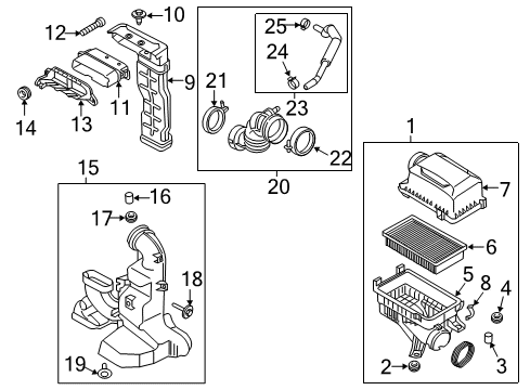 2019 Kia Rio Filters Duct Assembly-Air Diagram for 28210-H9100