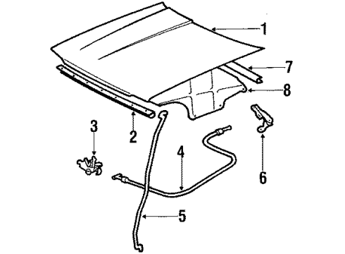 1987 Toyota Corolla Hood & Components Lock Diagram for 53510-02010