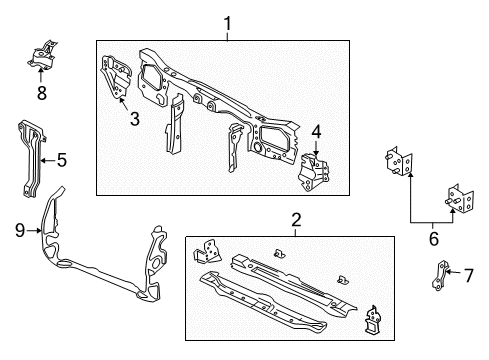 2005 Ford Escape Radiator Support Bumper Cover Brace Diagram for 6L8Z-16A023-A