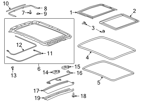 2020 Cadillac XT6 Sunroof Sunroof Frame Diagram for 84144909