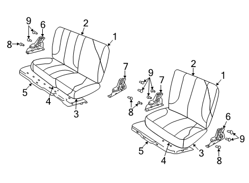 2005 Dodge Ram 1500 Rear Seat Components Rear Seat Cushion Left Diagram for 1AY671L5AA