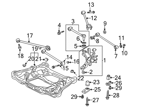 2007 Honda Accord Rear Suspension Components, Lower Control Arm, Upper Control Arm, Stabilizer Bar Bolt, Rear Arm (Upper) Diagram for 90184-SDA-A00