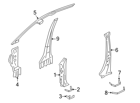 2015 Acura RDX Center Pillar, Hinge Pillar Separator (Outer) Diagram for 63217-TX4-A02