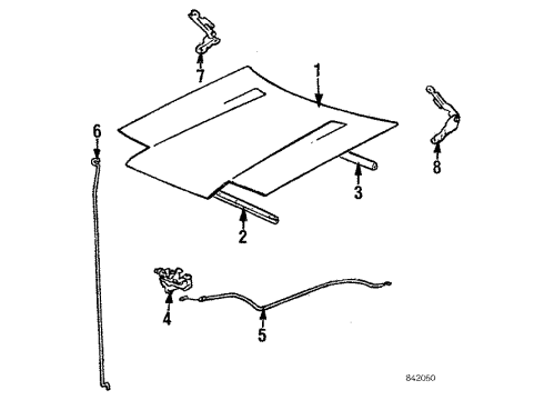 1984 Toyota Corolla Hood & Components Cable Assy, Hood Lock Control Diagram for 53630-12220