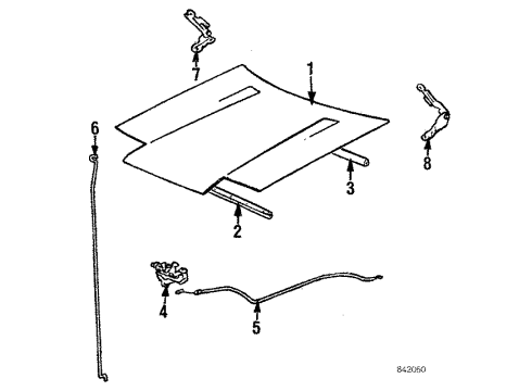 1984 Toyota Corolla Hood & Components Hood Support Rod Diagram for 53451-12030