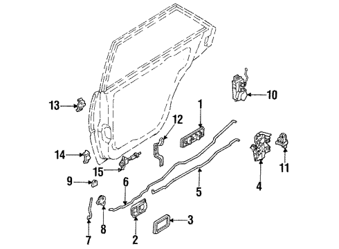 1987 Nissan Stanza Rear Door Glass & Hardware HNGE Rear Door Up L Diagram for 82402-01E00