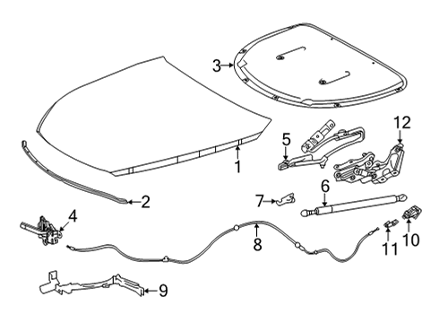 2021 Toyota Mirai Hood & Components Lift Actuator Diagram for 53470-62030