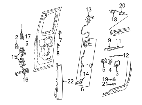 2004 Ford F-150 Heritage Rear Door Control Assembly Diagram for 8L3Z-26264A00-BA
