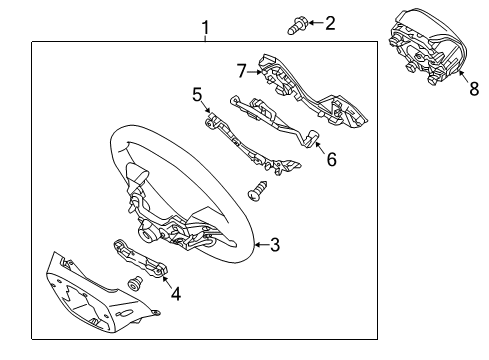 2018 Hyundai Elantra Steering Column & Wheel, Steering Gear & Linkage Steering Wheel Assembly Diagram for 56100-F2000-TRY