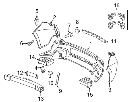 2012 Acura RDX Rear Bumper Absorber, Left Rear Bumper Diagram for 71575-STK-A00