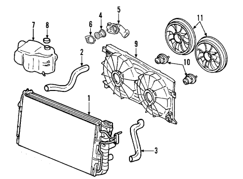 2009 Pontiac Torrent Cooling System, Radiator, Water Pump, Cooling Fan Fan Shroud Diagram for 19130587