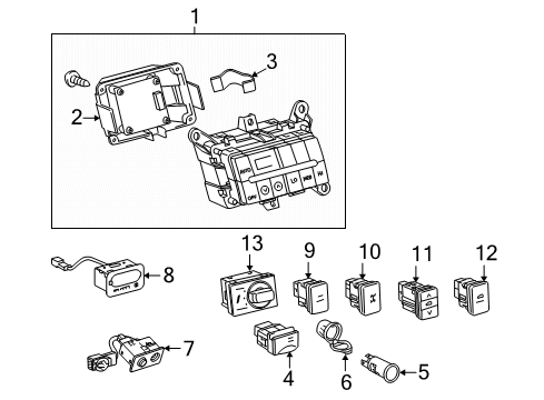 2020 Toyota Sequoia Front Console Switch Diagram for 89249-0C041