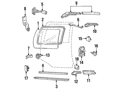 1993 Pontiac Trans Sport Side Loading Door - Glass & Hardware Rod Asm-Rear Side Door Locking Diagram for 10201671