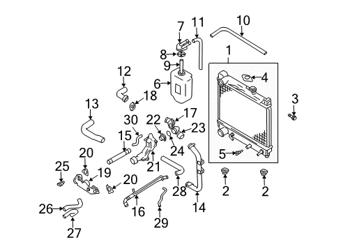 2001 Chevrolet Tracker Radiator & Components Bolster Bolt Diagram for 11588711