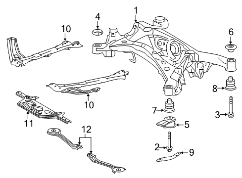 2015 Lexus RC F Suspension Mounting - Rear Cushion, Rear Suspension Member Diagram for 52275-24050