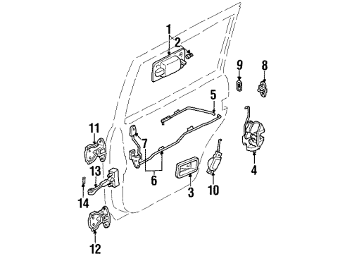 1997 Acura SLX Door & Components Link, Right Rear Door Lock (Dark Gray) Diagram for 8-94358-554-3