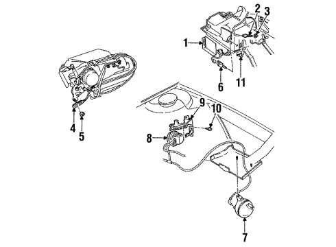 1988 Oldsmobile Cutlass Supreme Cruise Control System ACTUATOR, Transmission Safety Starting Switch Or Speed Sensing Diagram for 10094202