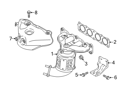 2020 Hyundai Tucson Exhaust Manifold Exhaust Manifold Catalytic Assembly Diagram for 285102GBJ0