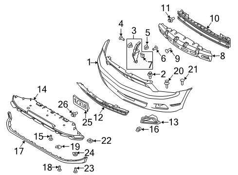 2010 Ford Mustang Front Bumper Valance Panel Diagram for AR3Z-17D957-AC