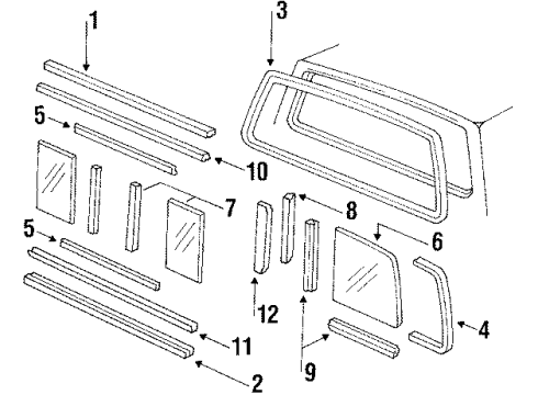 1984 Ford F-350 Back Glass Weatherstrip Diagram for F6TZ-1542084-AB